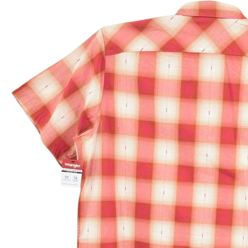 Wrangler Men's Cowboy Red/Tan Plaid Short Sleeve Button-Up Shirt Size 3XL NWT - Picture 6 of 11